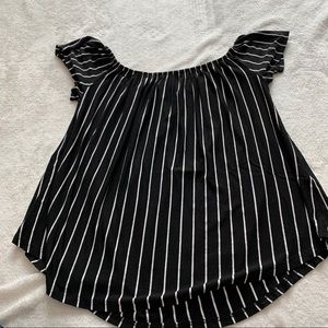 White l/black off the shoulder shirt